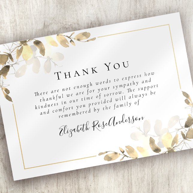 Sympathy Eucalyptus Funeral Thank You  Note Card (Creator Uploaded)
