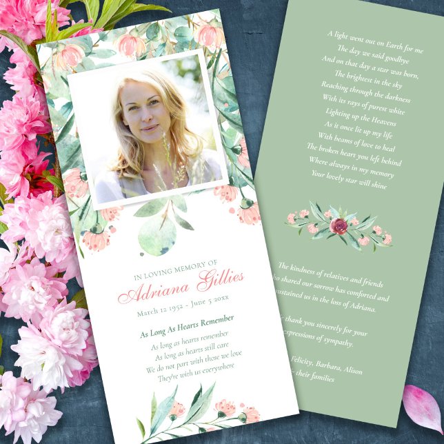 Sympathy Eucalyptus Photo Funeral Thank You Card (Eucalyptus Sympathy Memorial Bereavement Funeral Thank You Card, Funeral Program, Order of Service)