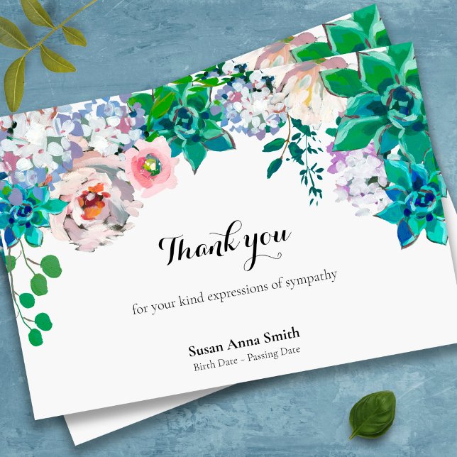 Sympathy Floral Bereavement Funeral Thank You Card (floral bereavement sympathy memorial funeral thank you card)