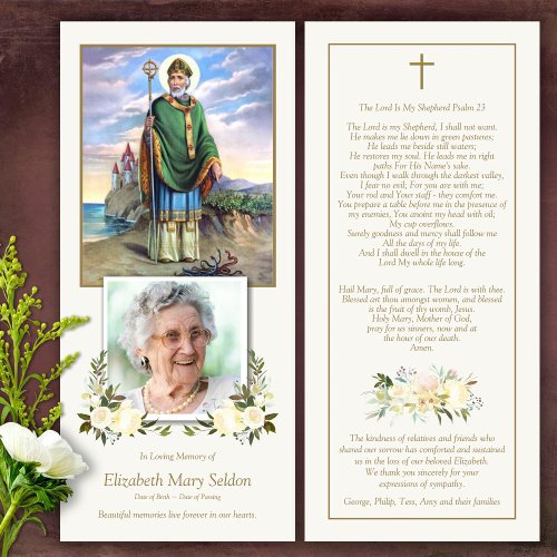 Sympathy Floral St Patrick Funeral Thank You Card