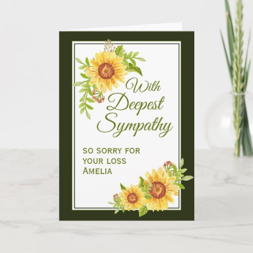 Sympathy Floral Yellow Sunflower Card