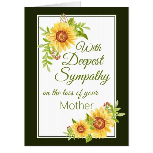 Sympathy Floral Yellow Sunflower Mother Jumbo Card