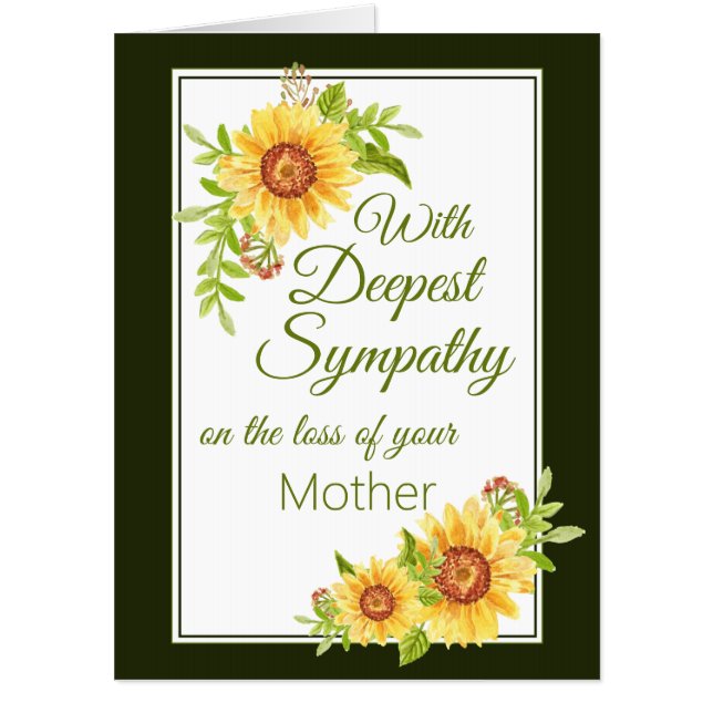 Sympathy Floral Yellow Sunflower Mother Jumbo Card (Front)