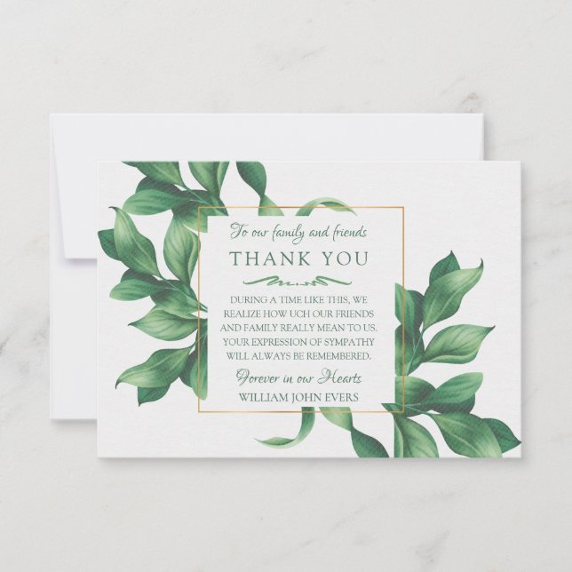 Sympathy Foliage Thank You Card (Front)