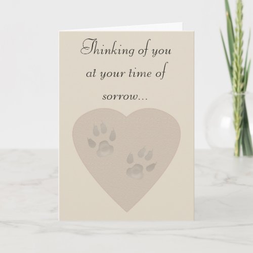 Sympathy for a Pet Paw Prints in a Heart of Sand Card