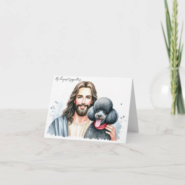  Sympathy for Dog Loss-Jesus with Poodle Card (Front)