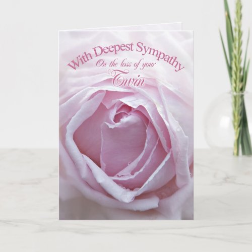 Sympathy for loss of a Twin a beautiful pink rose Card