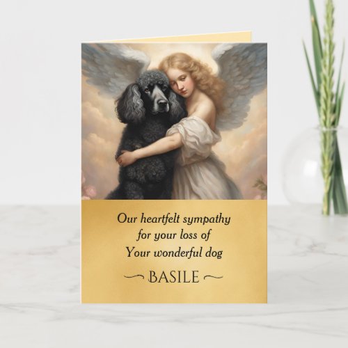 Sympathy for Loss of Black Poodle Gold Angel  Thank You Card