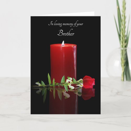 Sympathy for Loss of Brother Candle and Rose Card