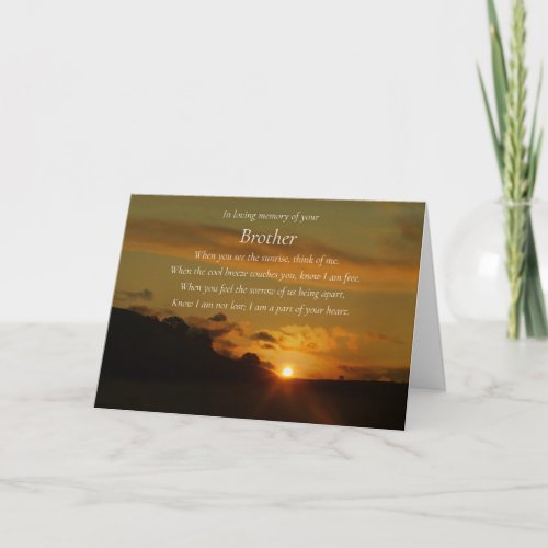 Sympathy for Loss of Brother Spiritual Poem  Card