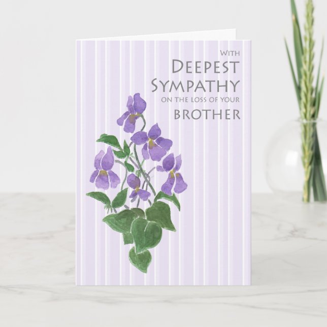 Sympathy for Loss of Brother with Violets Card (Front)
