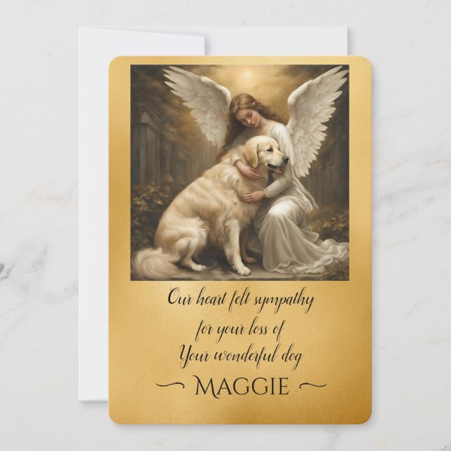 Sympathy for Loss of Golden Retriever Angel Art  Invitation (Front)