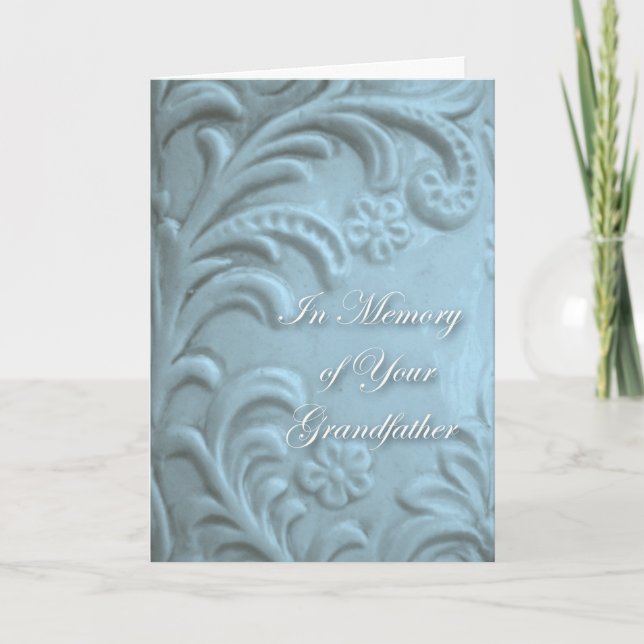 Sympathy for Loss of Grandfather, Blue Plant Forms Card (Front)