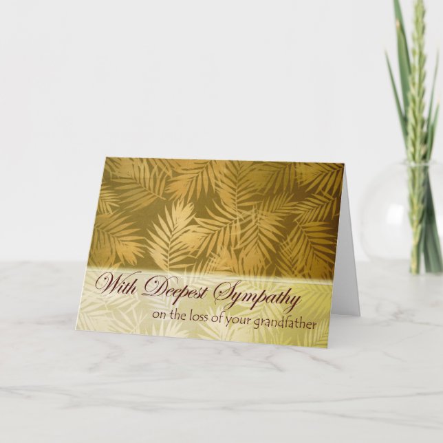 Sympathy for Loss of Grandfather, Palm Fronds Card (Front)