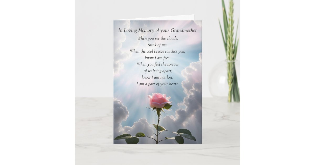 Sympathy for Loss of Grandmother Spiritual Card | Zazzle