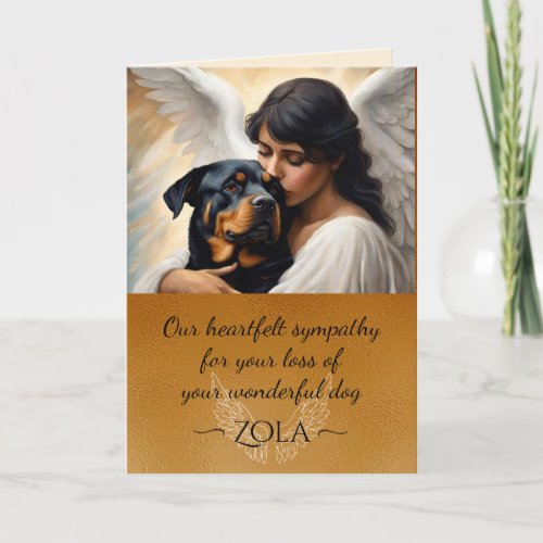 Sympathy for Loss of Rottweiler Angel Art card