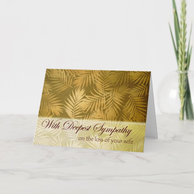 Sympathy for Loss of Wife with Palm Fronds Card (Front)