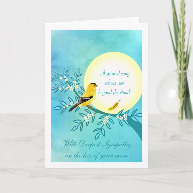 Sympathy for the Loss of Mom, Goldfinch Bird Card (Front)