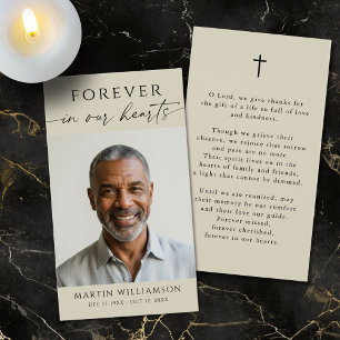 Sympathy Forever Hearts Photo Cross Prayer Card