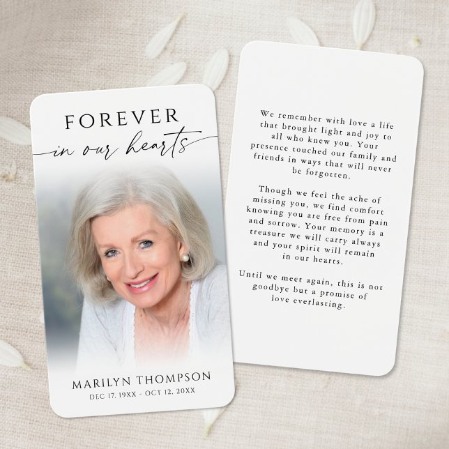 Sympathy Forever In Our Hearts Photo Prayer Card (Creator Uploaded)