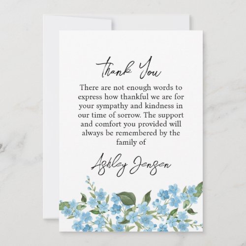 Sympathy Forget me not Photo Thank You Card