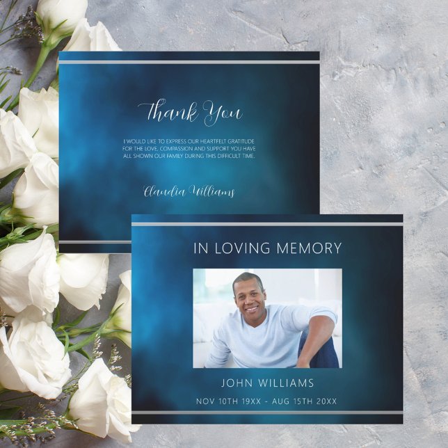 Sympathy funeral blue sky photo thank you card (Creator Uploaded)