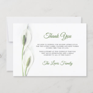 Sympathy Funeral Calla Lily Flower Thank You PHOTO