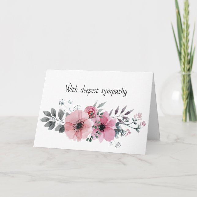 Sympathy funeral flower customizable card (Front)