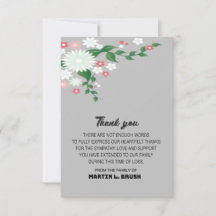 Sympathy Funeral Flower THANK YOU Note Message