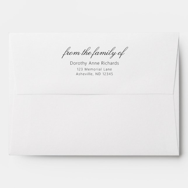 Sympathy Funeral "from the family of" Memorial Envelope (Back (Top Flap))