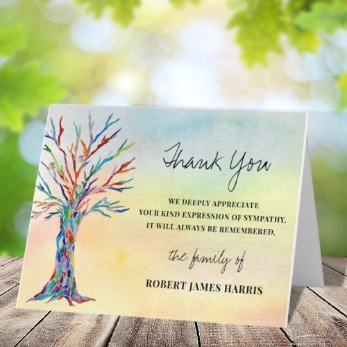 Sympathy Funeral Memorial Thank You Card