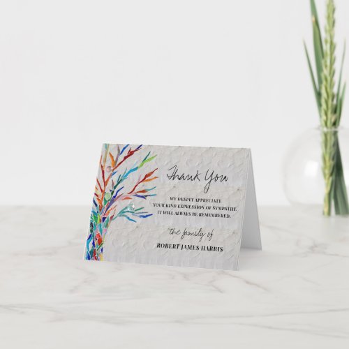 Sympathy Funeral Memorial Thank You Card