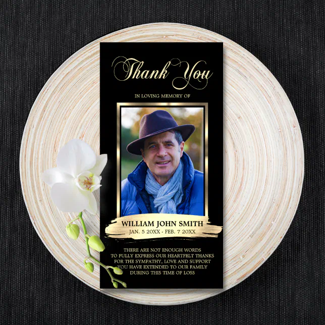 Sympathy Funeral Memorial Thank You Photo Black Zazzle 3082