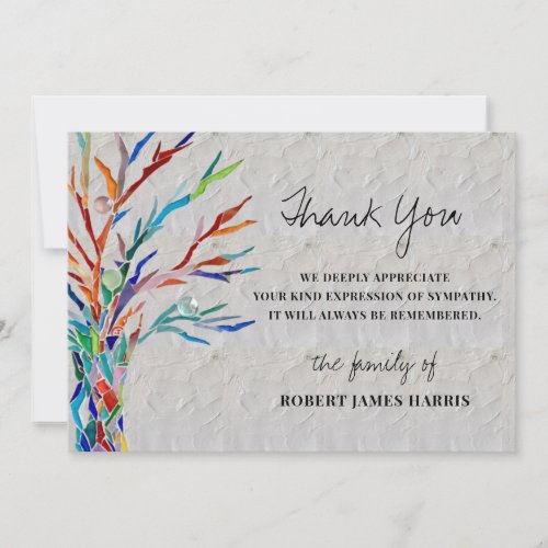 Sympathy Funeral Memory Thank You Card