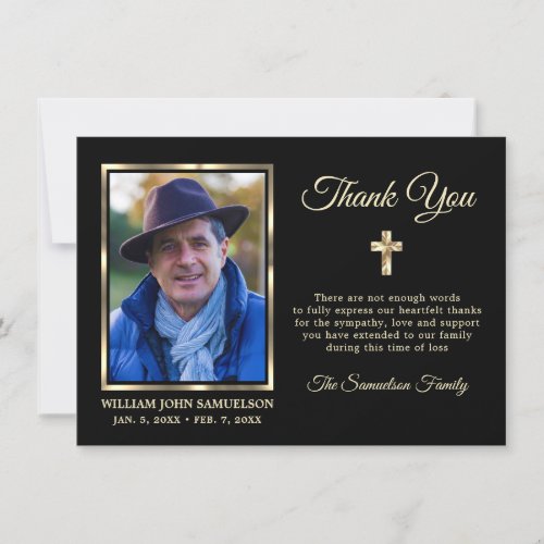 Sympathy Funeral Memory THANK YOU Gold Cross Photo