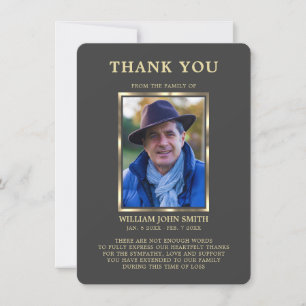 Sympathy Funeral Memory THANK YOU Photo GREY Card