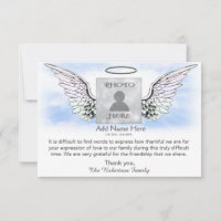 Sympathy Funeral Photo Thank You with Angel Wings
