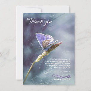Sympathy Funeral THANK YOU Butterfly Purple