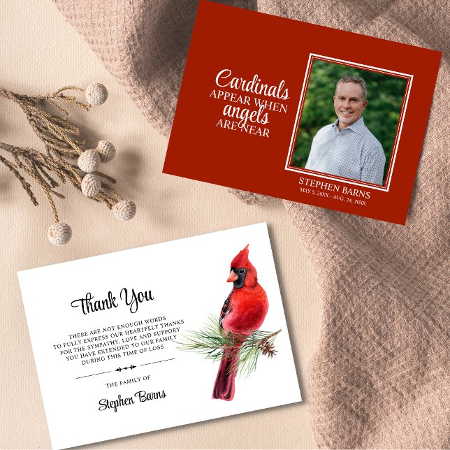 Sympathy Funeral THANK YOU Cardinal Bird | PHOTO Card (Creator Uploaded)