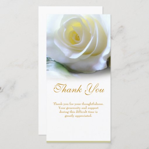 Sympathy Funeral Thank You Floral White Rose | Zazzle