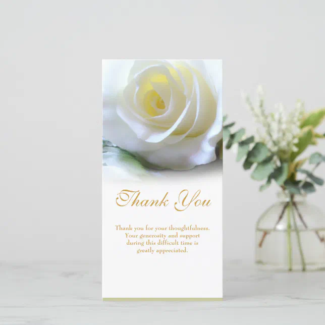 Sympathy Funeral Thank You Floral White Rose | Zazzle