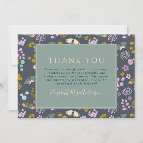 Sympathy Funeral Thank You Note  Wildflower Blue