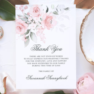 Sympathy Funeral THANK YOU Pink Floral   POEM