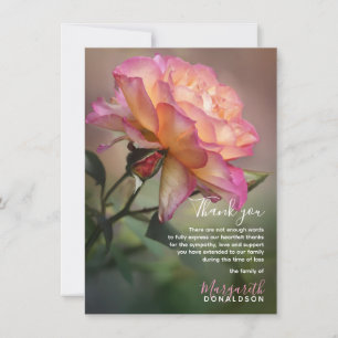 Sympathy Funeral THANK YOU Pink Rose Card