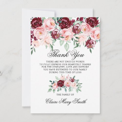 Sympathy Funeral THANK YOU Watercolor Floral