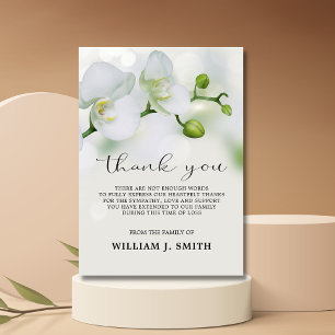 Sympathy Funeral White Orchids THANK YOU   PHOTO Card