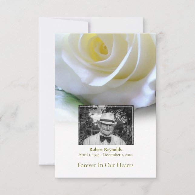 Sympathy Funeral White Rose Photo Thank You Card (Front)