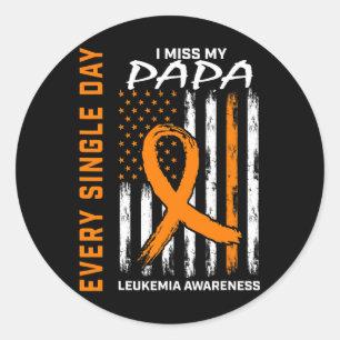 Sympathy Gifts Loss Of Papa Orange Leukemia Awaren Classic Round Sticker