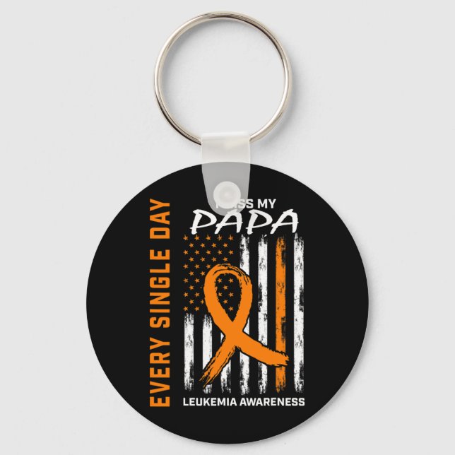 Sympathy Gifts Loss Of Papa Orange Leukemia Awaren Keychain (Front)