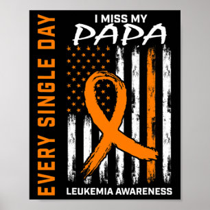 Sympathy Gifts Loss Of Papa Orange Leukemia Awaren Poster